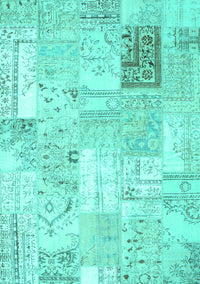 Patchwork Turquoise Transitional Rug, con2702turq