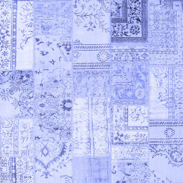 Machine Washable Patchwork Blue Transitional Rug, wshcon2702blu