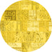 Round Patchwork Yellow Transitional Rug, con2702yw