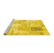 Sideview of Machine Washable Patchwork Yellow Transitional Rug, wshcon2702yw