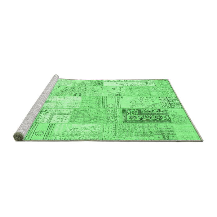 Sideview of Machine Washable Patchwork Emerald Green Transitional Area Rugs, wshcon2702emgrn