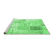 Sideview of Machine Washable Patchwork Emerald Green Transitional Area Rugs, wshcon2702emgrn