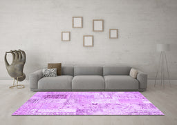 Machine Washable Patchwork Purple Transitional Area Rugs in a Living Room, wshcon2702pur