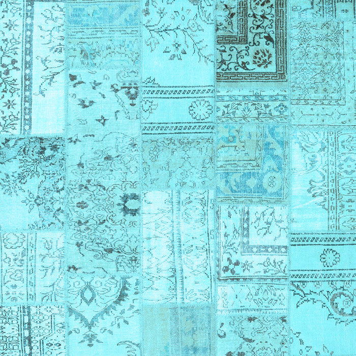 Machine Washable Patchwork Light Blue Transitional Rug, wshcon2702lblu