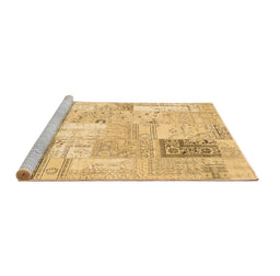 Sideview of Machine Washable Patchwork Brown Transitional Rug, wshcon2702brn