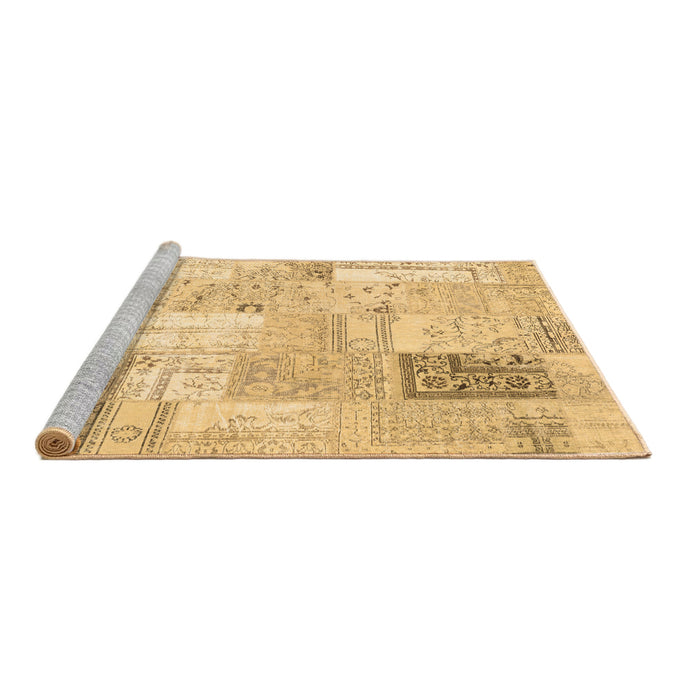 Sideview of Machine Washable Patchwork Brown Transitional Rug, wshcon2702brn