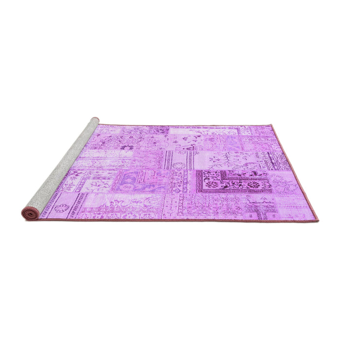 Sideview of Machine Washable Patchwork Purple Transitional Area Rugs, wshcon2702pur