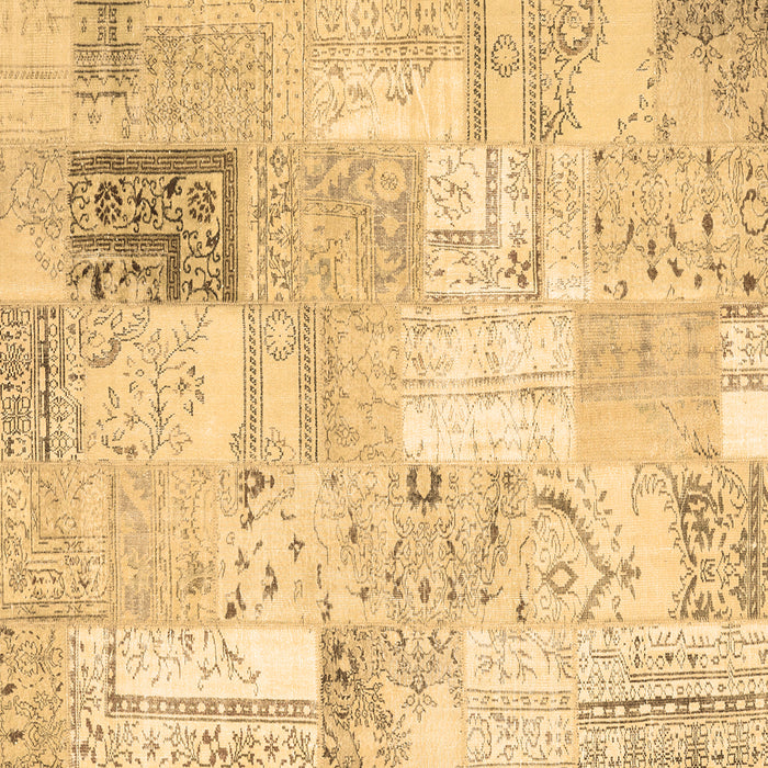 Square Machine Washable Patchwork Brown Transitional Rug, wshcon2702brn