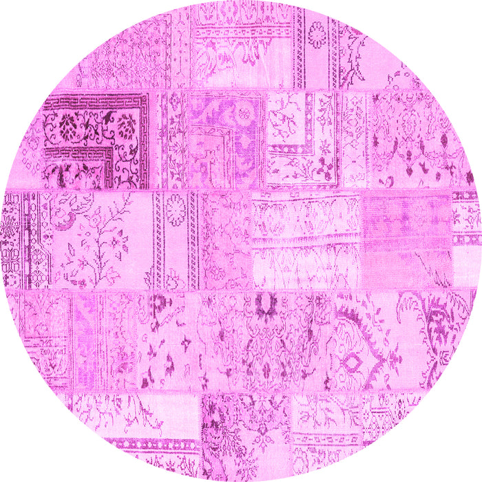 Round Patchwork Pink Transitional Rug, con2702pnk