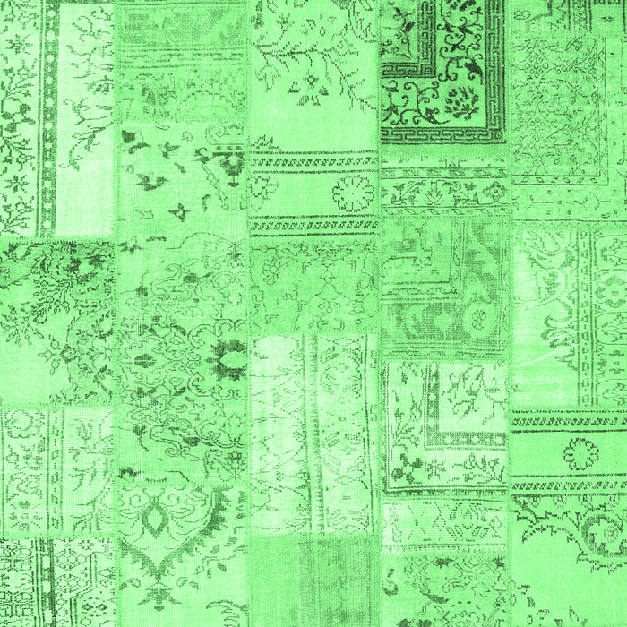Machine Washable Patchwork Emerald Green Transitional Area Rugs, wshcon2702emgrn