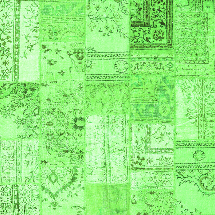 Serging Thickness of Machine Washable Patchwork Green Transitional Area Rugs, wshcon2702grn