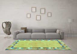 Machine Washable Abstract Light Blue Contemporary Rug in a Living Room, wshcon2703lblu