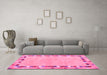 Machine Washable Abstract Pink Contemporary Rug in a Living Room, wshcon2703pnk