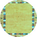 Round Abstract Light Blue Contemporary Rug, con2703lblu