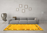 Machine Washable Abstract Yellow Contemporary Rug, wshcon2703yw