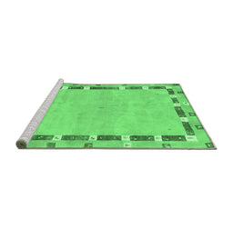 Sideview of Machine Washable Abstract Emerald Green Contemporary Area Rugs, wshcon2703emgrn