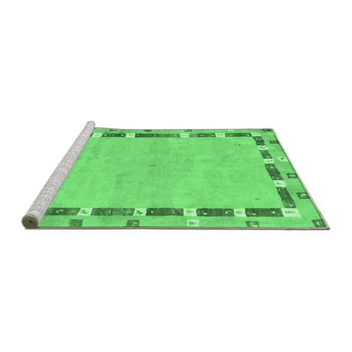 Sideview of Machine Washable Abstract Emerald Green Contemporary Area Rugs, wshcon2703emgrn