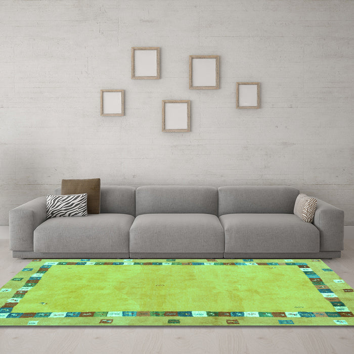 Machine Washable Abstract Turquoise Contemporary Area Rugs in a Living Room,, wshcon2703turq