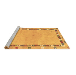 Sideview of Machine Washable Abstract Brown Contemporary Rug, wshcon2703brn