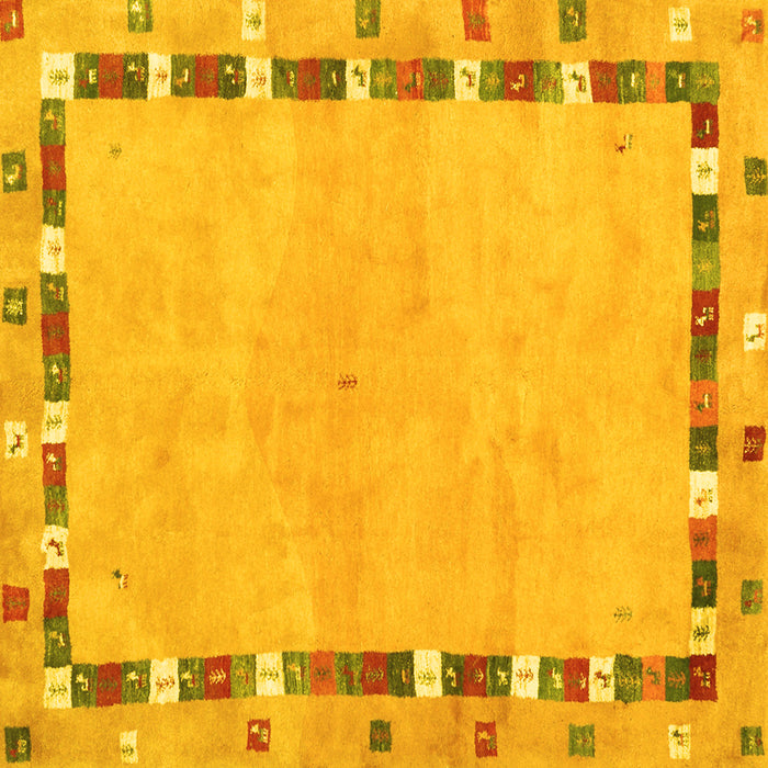 Square Abstract Yellow Contemporary Rug, con2703yw