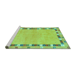 Sideview of Machine Washable Abstract Turquoise Contemporary Area Rugs, wshcon2703turq