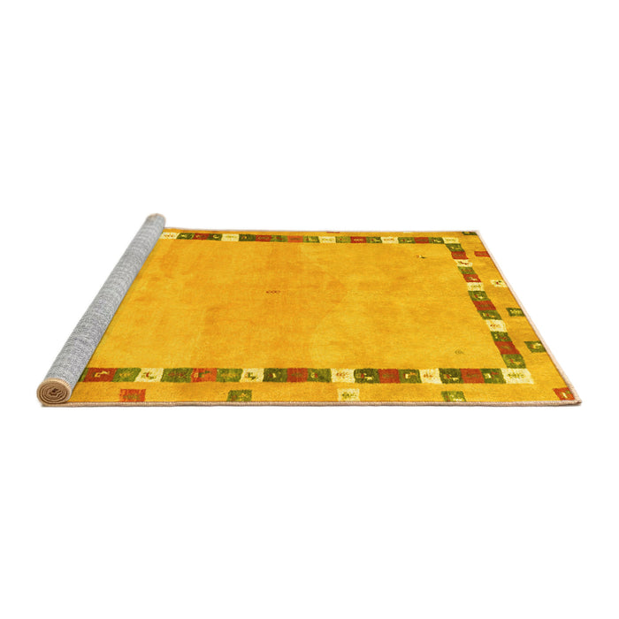 Sideview of Machine Washable Abstract Yellow Contemporary Rug, wshcon2703yw