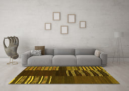 Machine Washable Southwestern Yellow Country Rug in a Living Room, wshcon2704yw