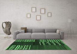 Machine Washable Southwestern Emerald Green Country Area Rugs in a Living Room,, wshcon2704emgrn