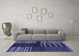 Machine Washable Southwestern Blue Country Rug in a Living Room, wshcon2704blu