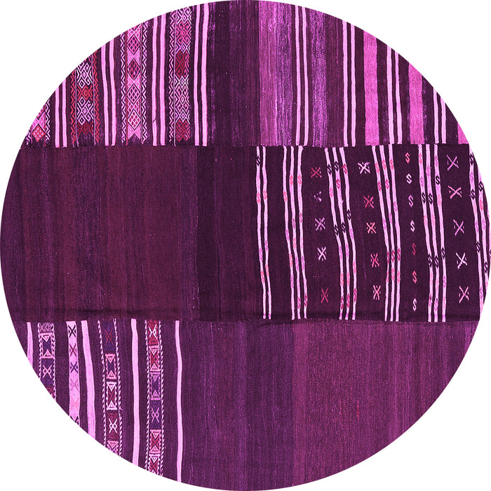 Round Machine Washable Southwestern Pink Country Rug, wshcon2704pnk