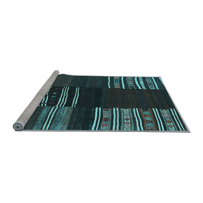Sideview of Machine Washable Southwestern Light Blue Country Rug, wshcon2704lblu