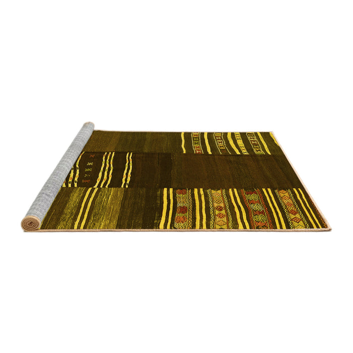 Sideview of Machine Washable Southwestern Yellow Country Rug, wshcon2704yw