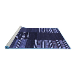 Sideview of Machine Washable Southwestern Blue Country Rug, wshcon2704blu