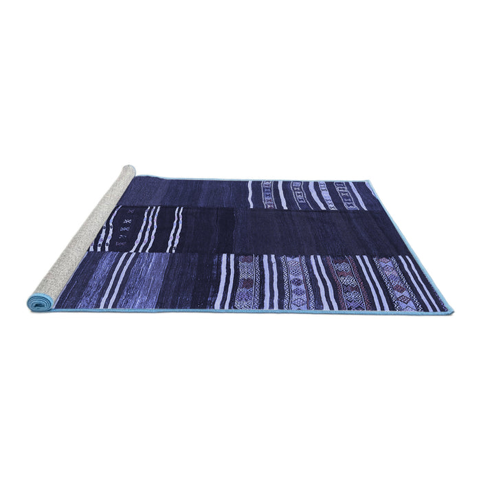 Sideview of Machine Washable Southwestern Blue Country Rug, wshcon2704blu