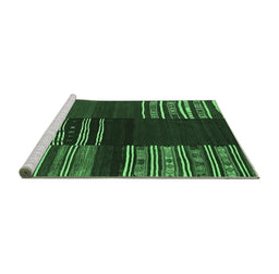 Sideview of Machine Washable Southwestern Emerald Green Country Area Rugs, wshcon2704emgrn