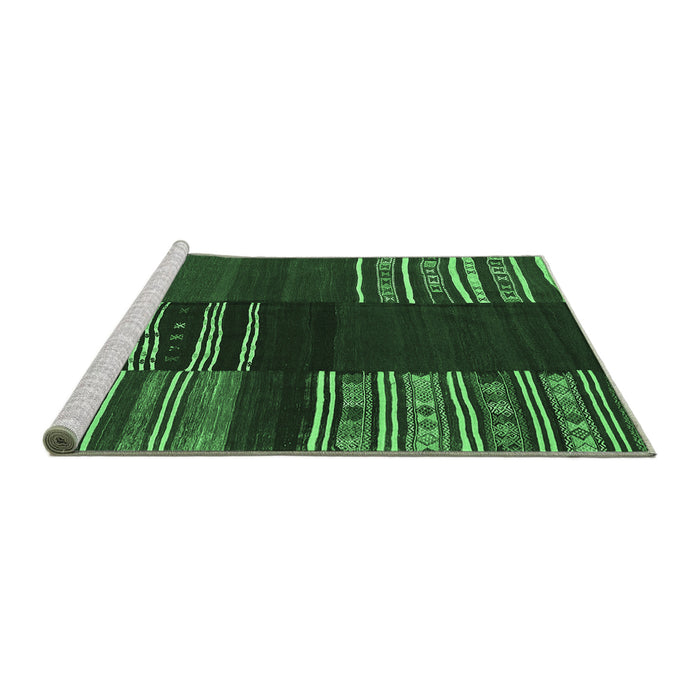 Sideview of Machine Washable Southwestern Emerald Green Country Area Rugs, wshcon2704emgrn