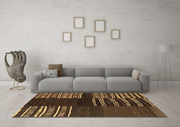 Machine Washable Southwestern Brown Country Rug in a Living Room,, wshcon2704brn