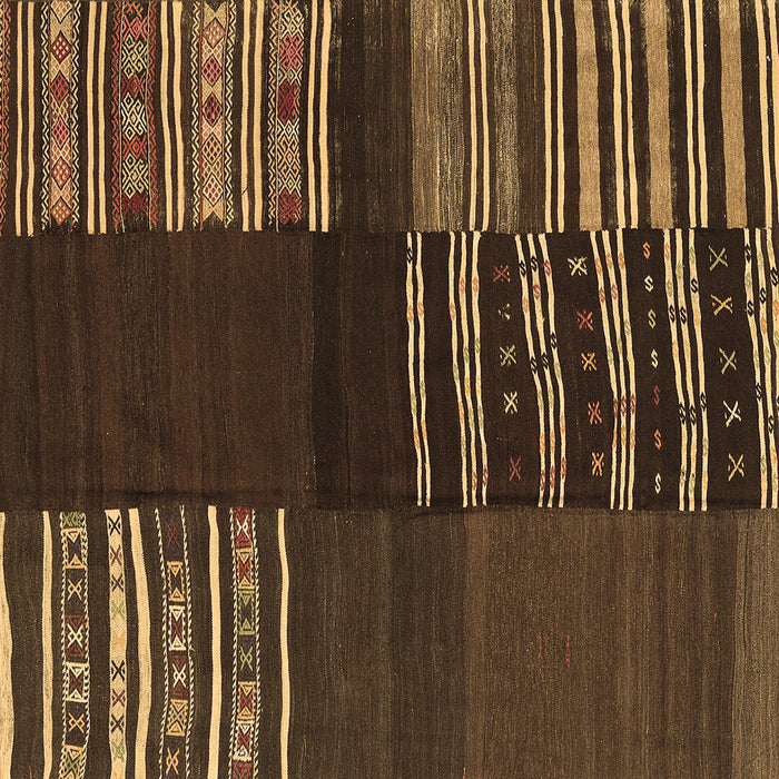 Square Machine Washable Southwestern Brown Country Rug, wshcon2704brn