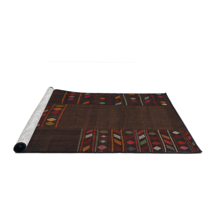 Serging Thickness of Machine Washable Contemporary Night Red Rug, wshcon2705