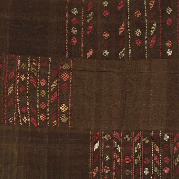 Square Machine Washable Patchwork Brown Transitional Rug, wshcon2705brn