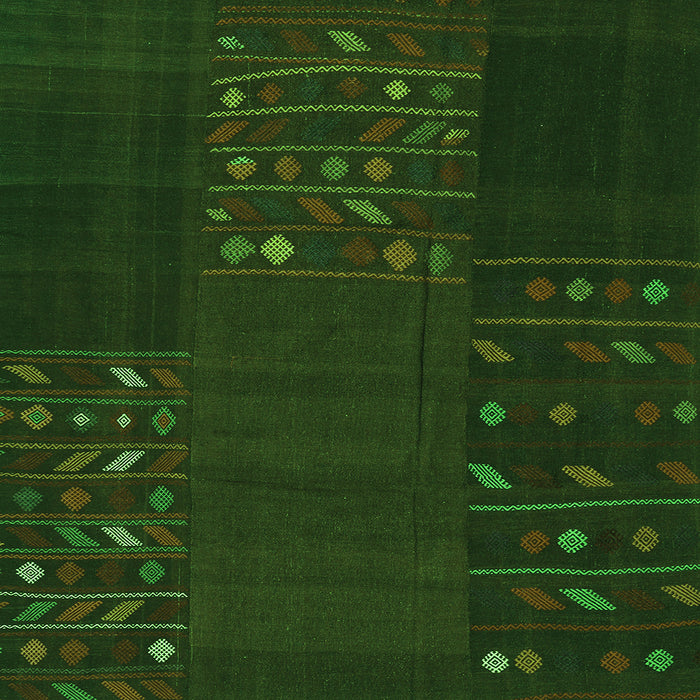 Round Machine Washable Patchwork Green Transitional Area Rugs, wshcon2705grn