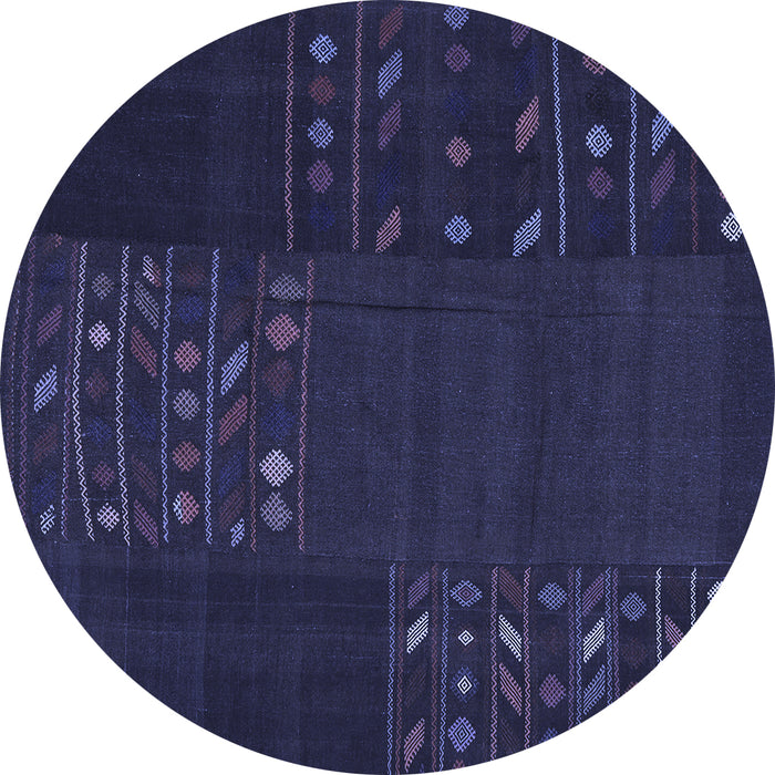 Round Patchwork Blue Transitional Rug, con2705blu
