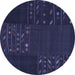 Round Patchwork Blue Transitional Rug, con2705blu