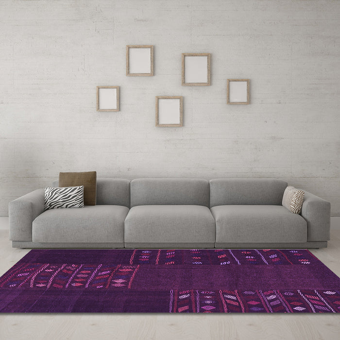 Machine Washable Patchwork Purple Transitional Area Rugs in a Living Room, wshcon2705pur