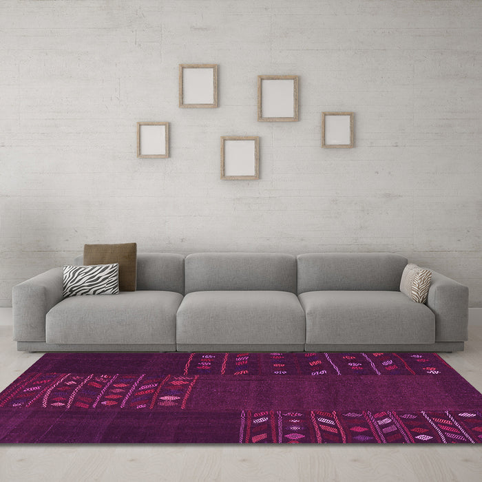 Machine Washable Patchwork Pink Transitional Rug in a Living Room, wshcon2705pnk