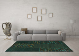 Machine Washable Patchwork Turquoise Transitional Area Rugs in a Living Room,, wshcon2705turq