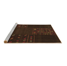 Sideview of Machine Washable Patchwork Brown Transitional Rug, wshcon2705brn