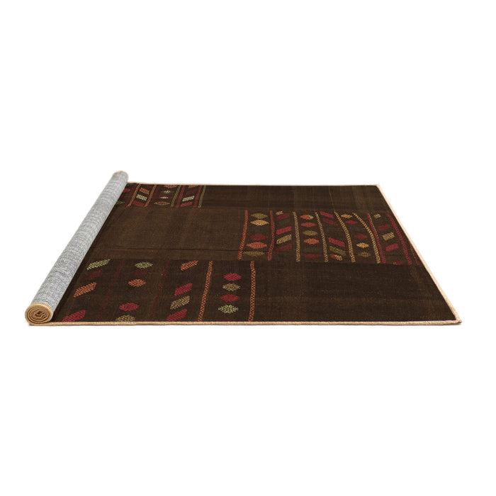 Sideview of Machine Washable Patchwork Brown Transitional Rug, wshcon2705brn