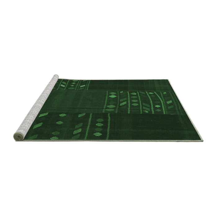 Sideview of Machine Washable Patchwork Emerald Green Transitional Area Rugs, wshcon2705emgrn