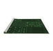 Sideview of Machine Washable Patchwork Emerald Green Transitional Area Rugs, wshcon2705emgrn